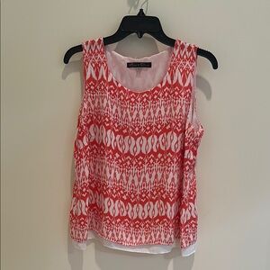 Rose & Olive Salmon and White Sleeveless Blouse